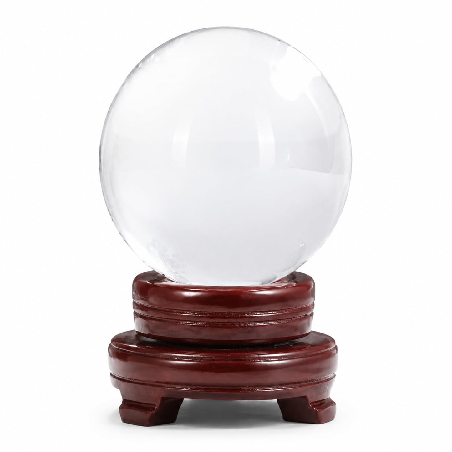 Woodvine Crystal Ball 100mm Clear K9 Crystal Ball with Wooden Stand and Gift Box, Crystal Sphere for Meditation, Feng Shui Decor, Lensball Photography Prop, Office Decor Gift (Clear-100mm)