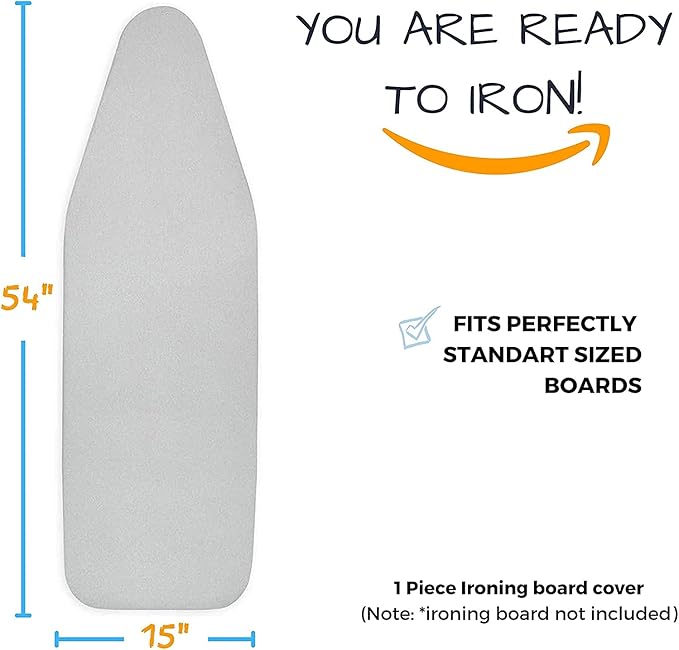 SAVUK Ironing Board Cover and Pad Standard Size Silicone Coated 4 Layers 15x54