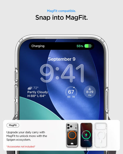 Spigen Ultra Hybrid MagFit Case for iPhone 17 Pro Max (2025), Compatible with MagSafe Accessories [Anti-Yellowing] [Dura Clear] [Military-Grade Drop Protection] - Clear White