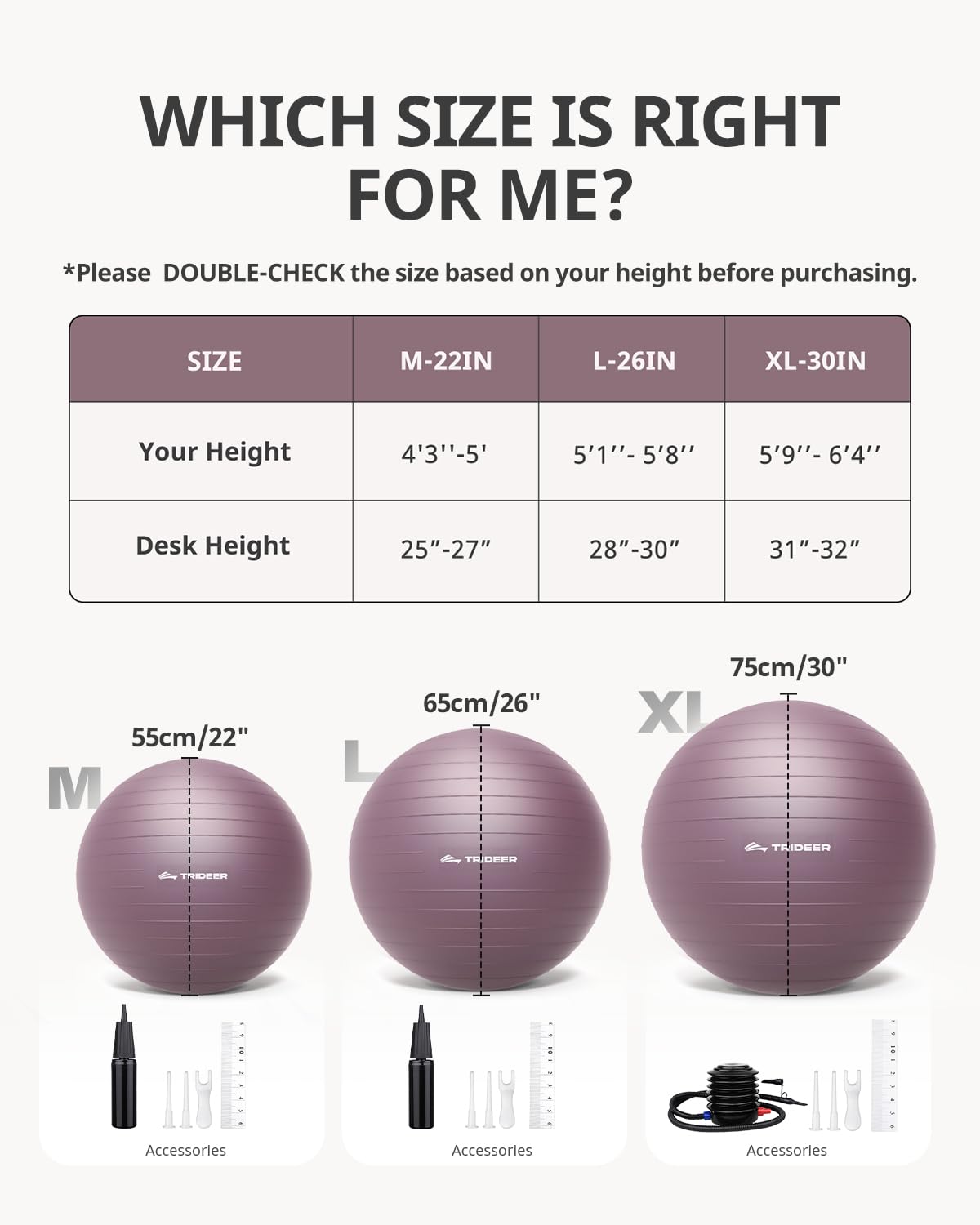 Trideer Yoga Ball for Pregnancy Office Ball Chair– Exercise Ball for Birthing, Labor, Stretching & Core Workout – Anti-Burst, Slip-Resistant for Home Gym, Flexible Seating & Physical Therapy