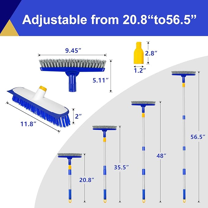 ITTAHO 12" Wide Floor Scrub and Grout Brush Set