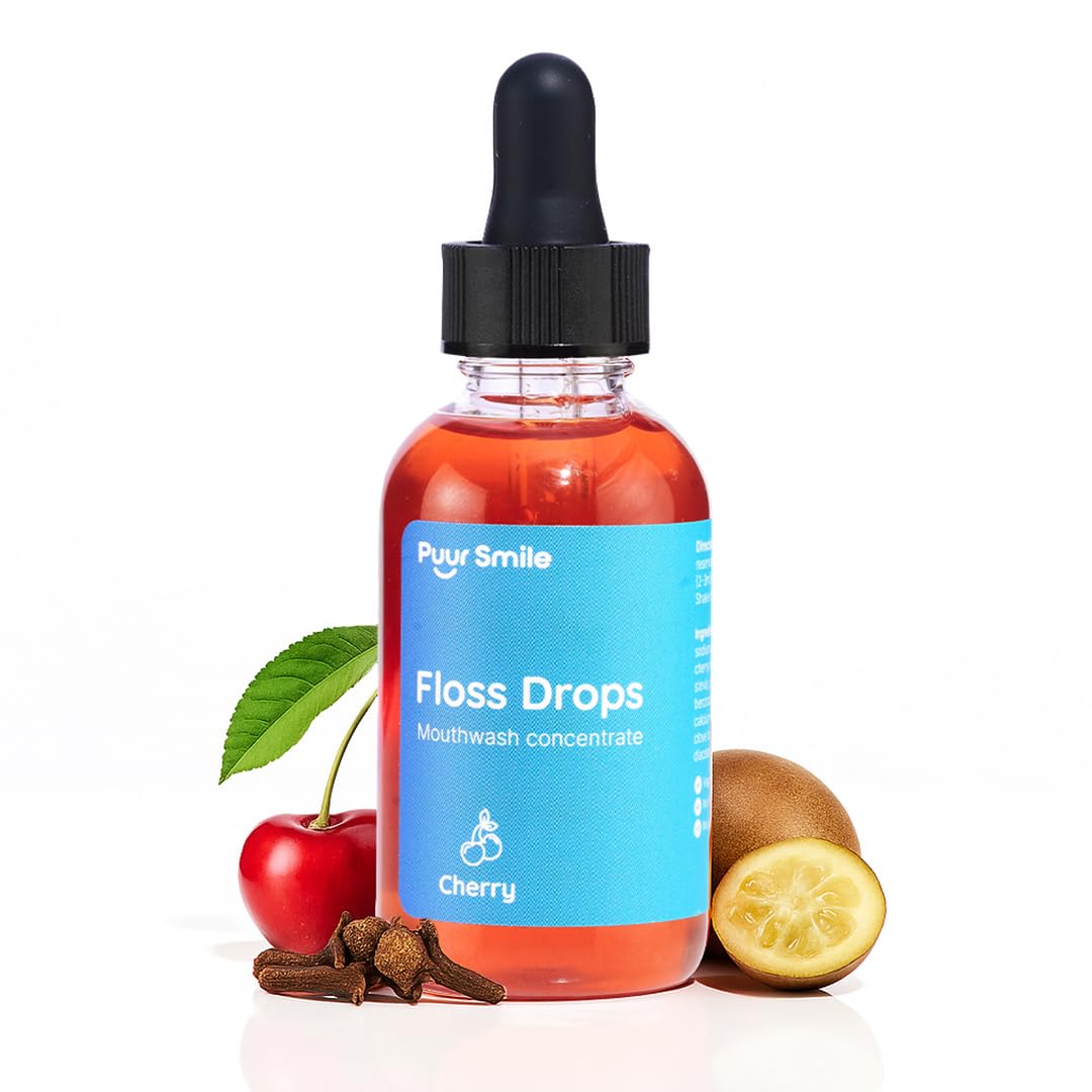 Concentrated Floss Drop Serum – 2oz Concentrated Mouth Wash to Use in Water Flosser | Natural Essentials Promotes Good Breath | Organic Spearmint Drop Supports Good Oral Health