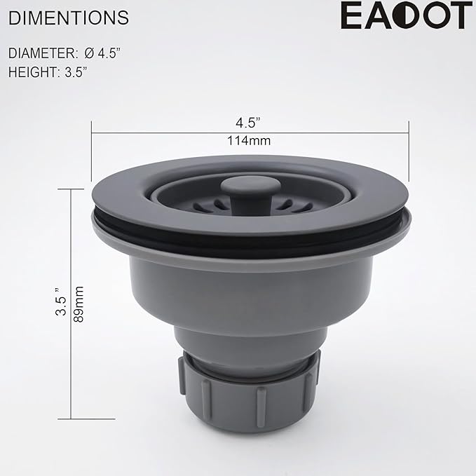 3-1/2 Inch Polymer Urban Gray Sink Drain Assembly