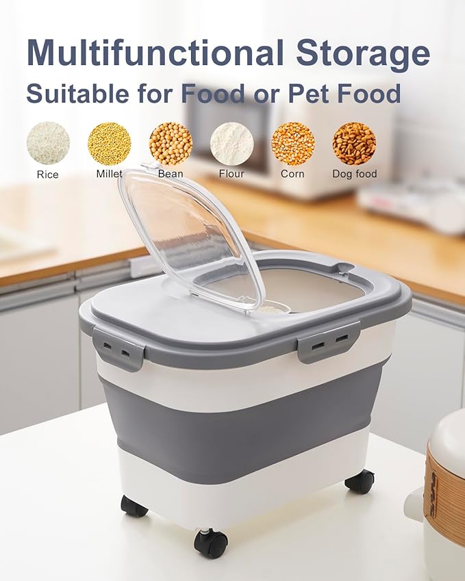 20-30 Lbs Rice Storage Container, Collapsible Food Storage Containers