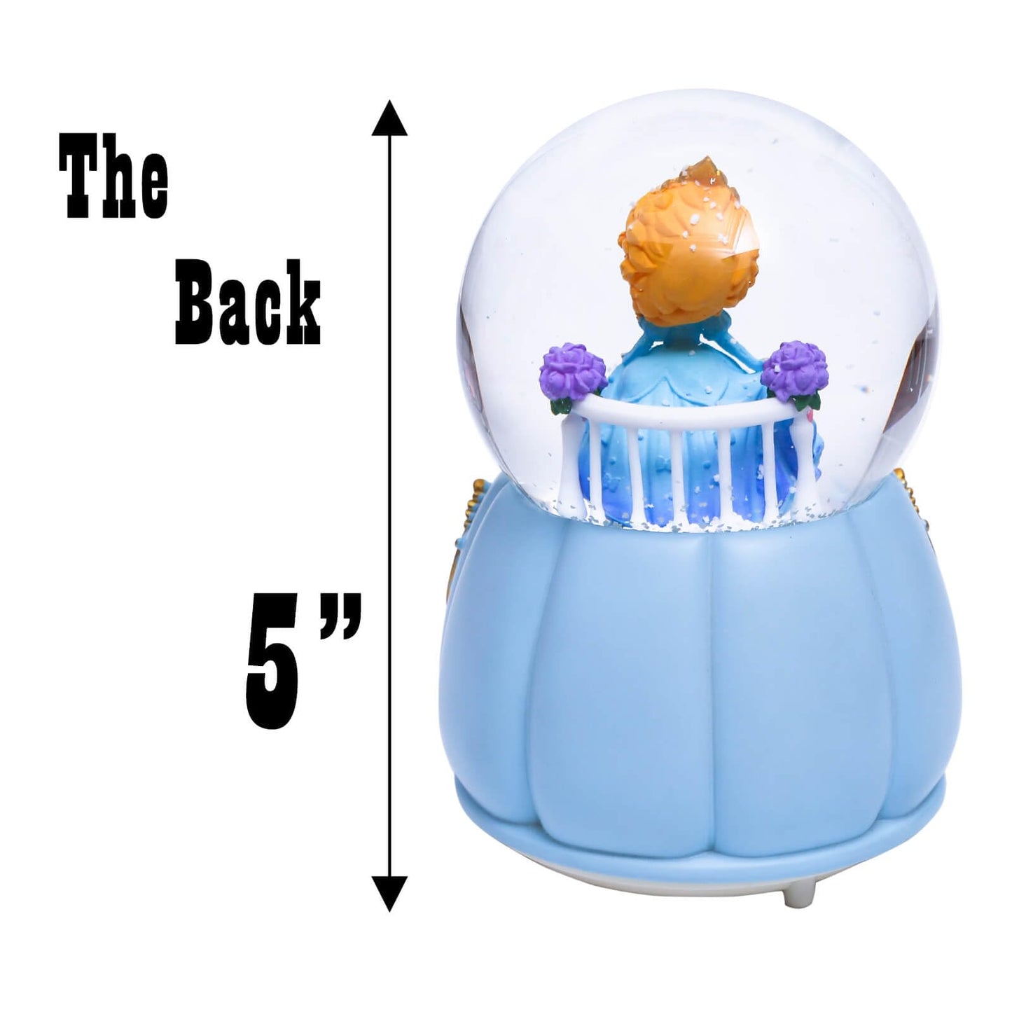 A.F.N.A.L Snow Globe with Light for Christmas & Birthday Gift, 80mm Crystal Musical Glitter Glass Water Ball Decoration, Princess - Blue Snowglobe, 3.5" x 3.5" x 5"