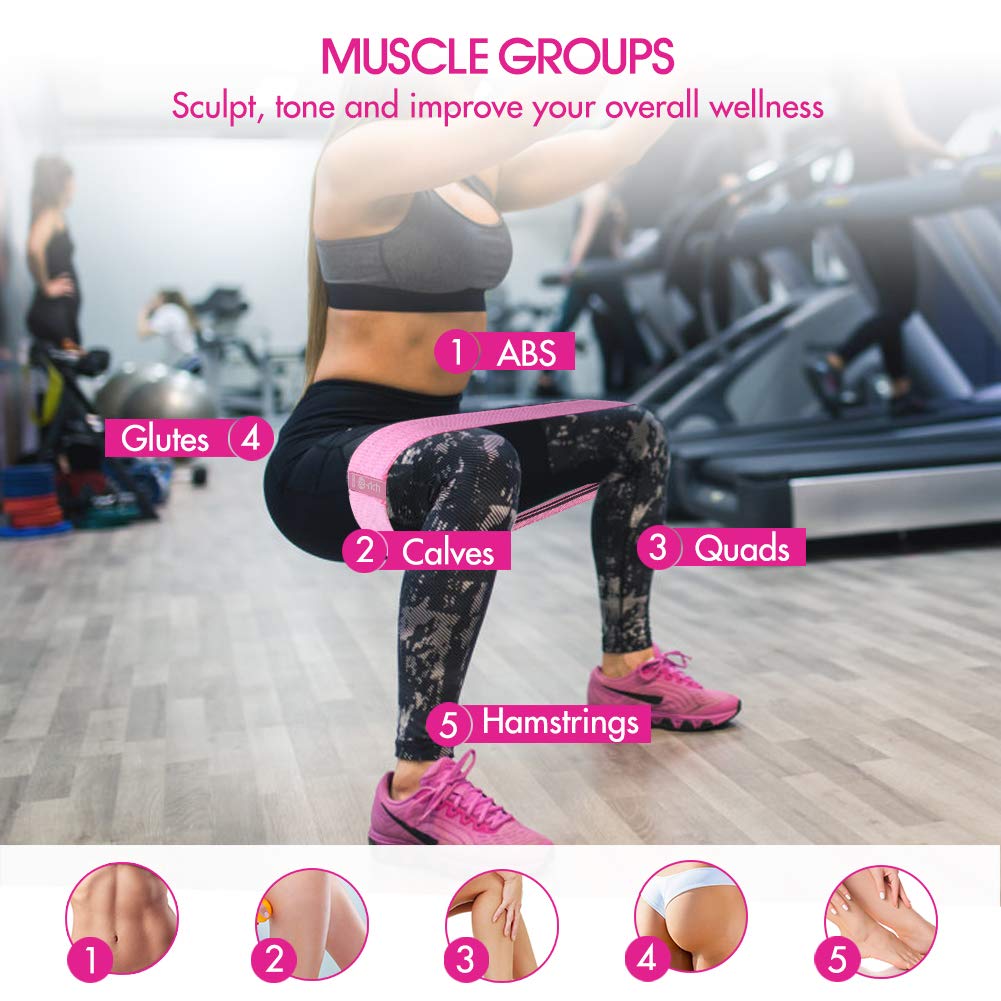 Resistance Bands, Fabric Workout Bands for Women & Men, Cloth Booty Resistance Loop Bands, Thick Squat Bands for Butt/Legs/Thigh/Hip/Glute Excersing