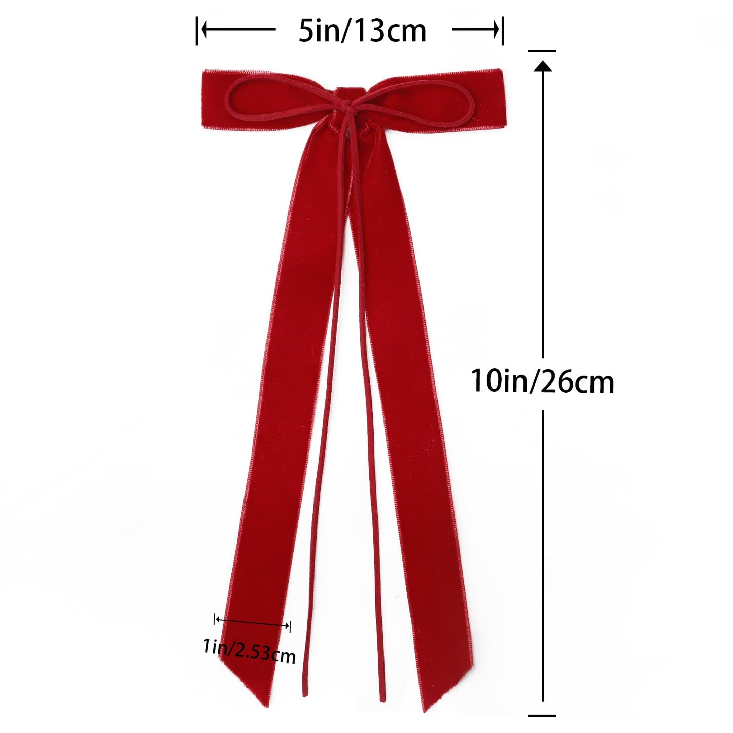 12Pcs Red Velvet Ribbon Bows Christmas Tree Decorations,5in x 10in Xmas Ornaments for Tree Home Party Front Door Wreath Holiday Decor