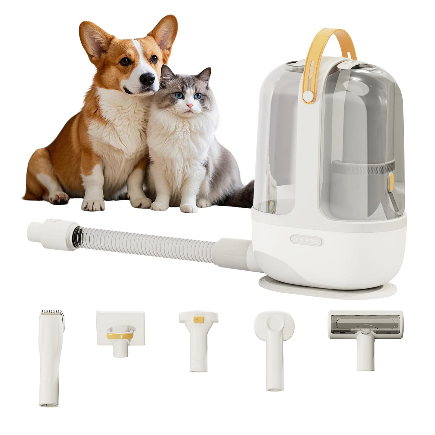 Pet Grooming Vacuum Kit - Cat & Dog Grooming Kit for Easy Pet Care at Home & Outdoor, 12000 Pa Powerful Suction， 8000mAh Vaccum Cleaner - Includes Clippers, Brush, Nail Trimmer Grinder