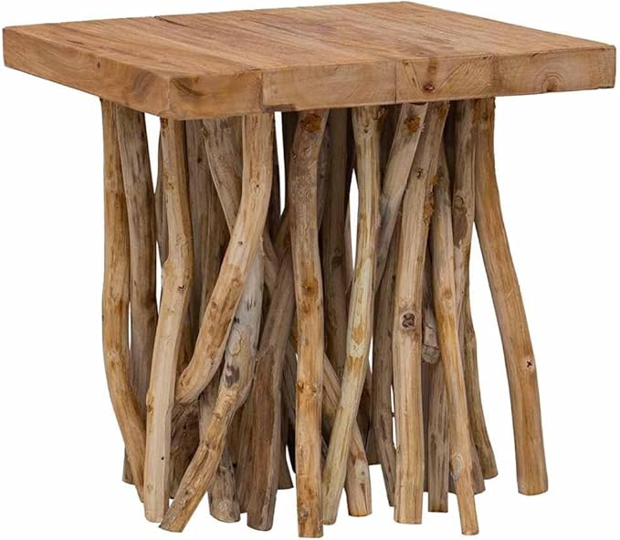 Coffee Table Brown Mixed Recycled Wood Small Rustic Living Room Table Durable