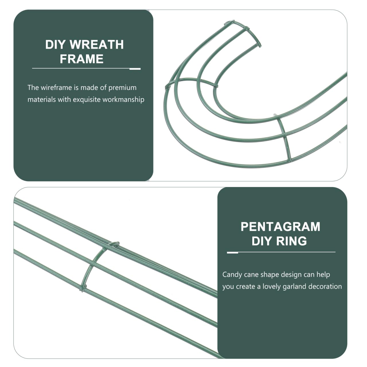 DECHOUS 4Pcs Candy Cane Wreath Frame Metal Christmas Candy Cane Shaped Wire Flower Frame J Letter Rings for DIY Christmas Decoration Indoor Outdoor Holiday, 12 Inch