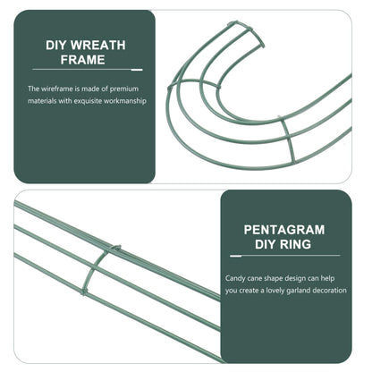 DECHOUS 4Pcs Candy Cane Wreath Frame Metal Christmas Candy Cane Shaped Wire Flower Frame J Letter Rings for DIY Christmas Decoration Indoor Outdoor Holiday, 12 Inch