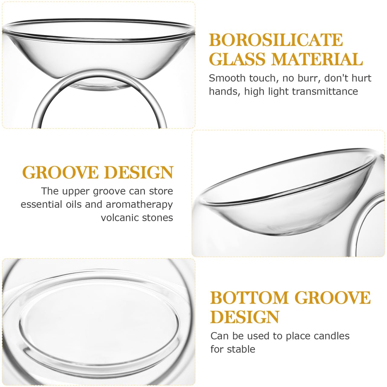 Clear Candle Holder, Glass Tealight Holder Essential Wax Melts Burner Oil Diffuser Furnace Essential Oil Burner for Home Christmas