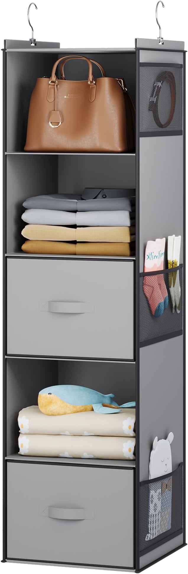 YOUDENOVA Hanging Closet Organizer, 5 Tier Hanging Closet Shelves