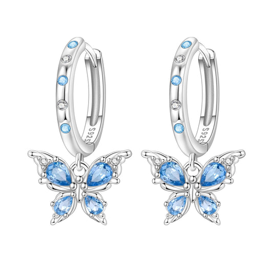Cycuff 925 Sterling Silver Hoop Earrings Colorful Cubic Zirconia Jewelry Drop Earrings for Women Set Earring Presents for Her