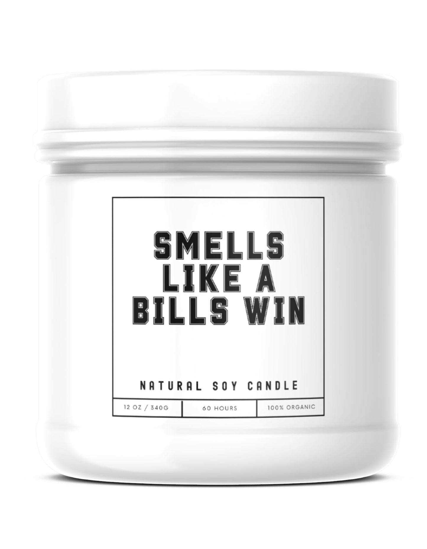 Smells Like a Bills Win Sports Candle - Scented Soy Wax Candle (8.0 oz) 50-60 Hour Burn Time, Cotton Wick, Frosted White Glass Jar, (Vanilla)