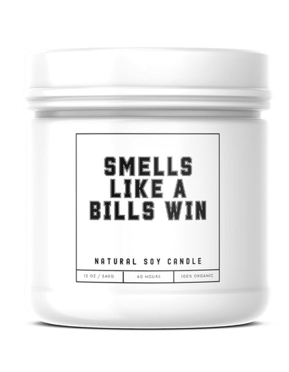 Smells Like a Bills Win Sports Candle - Scented Soy Wax Candle (8.0 oz) 50-60 Hour Burn Time, Cotton Wick, Frosted White Glass Jar, (Vanilla)