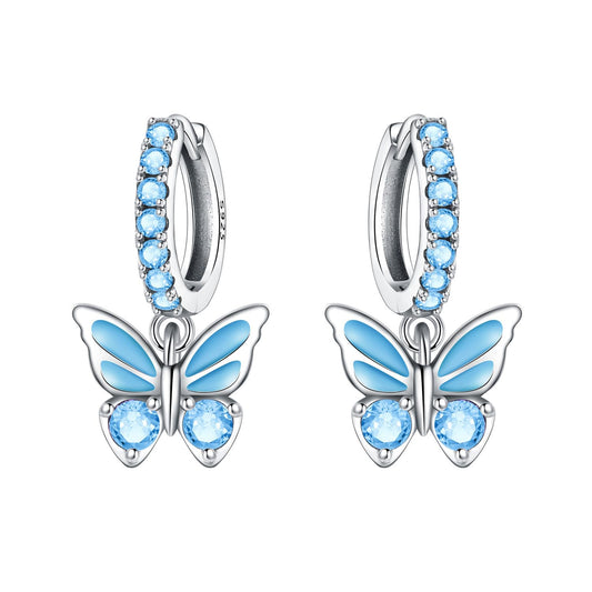 Cycuff 925 Sterling Silver Hoop Earrings Colorful Cubic Zirconia Jewelry Drop Earrings for Women Set Earring Presents for Her