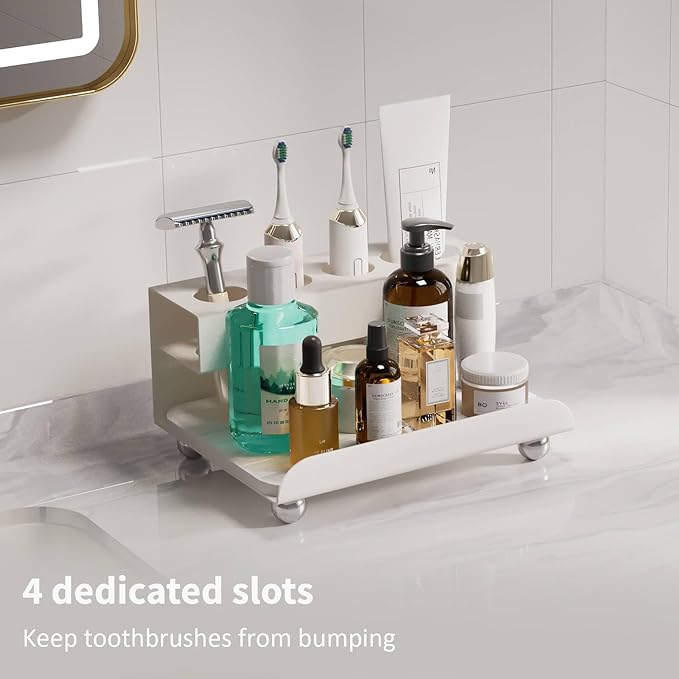 Quick Dry Electric Toothbrush Holder 4 Slots Metal Bathroom Counter Organizer