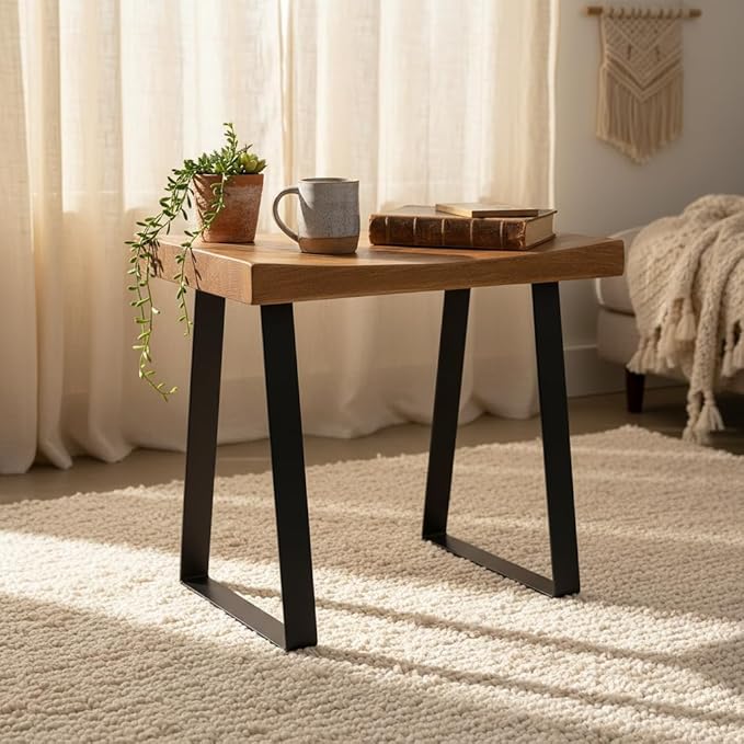 Home Soft Things Natural Reclaimed Pine Wood Tile Shape Entryway Bench