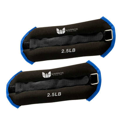 Warrior Adjustable Length Ankle Wrist Weights Pair for Arm and Leg Exercise, Aerobics, Walking, Running, Physical Therapy and Fitness Cardio Strength Training - 5 lb Pair (2.5 lb Each)