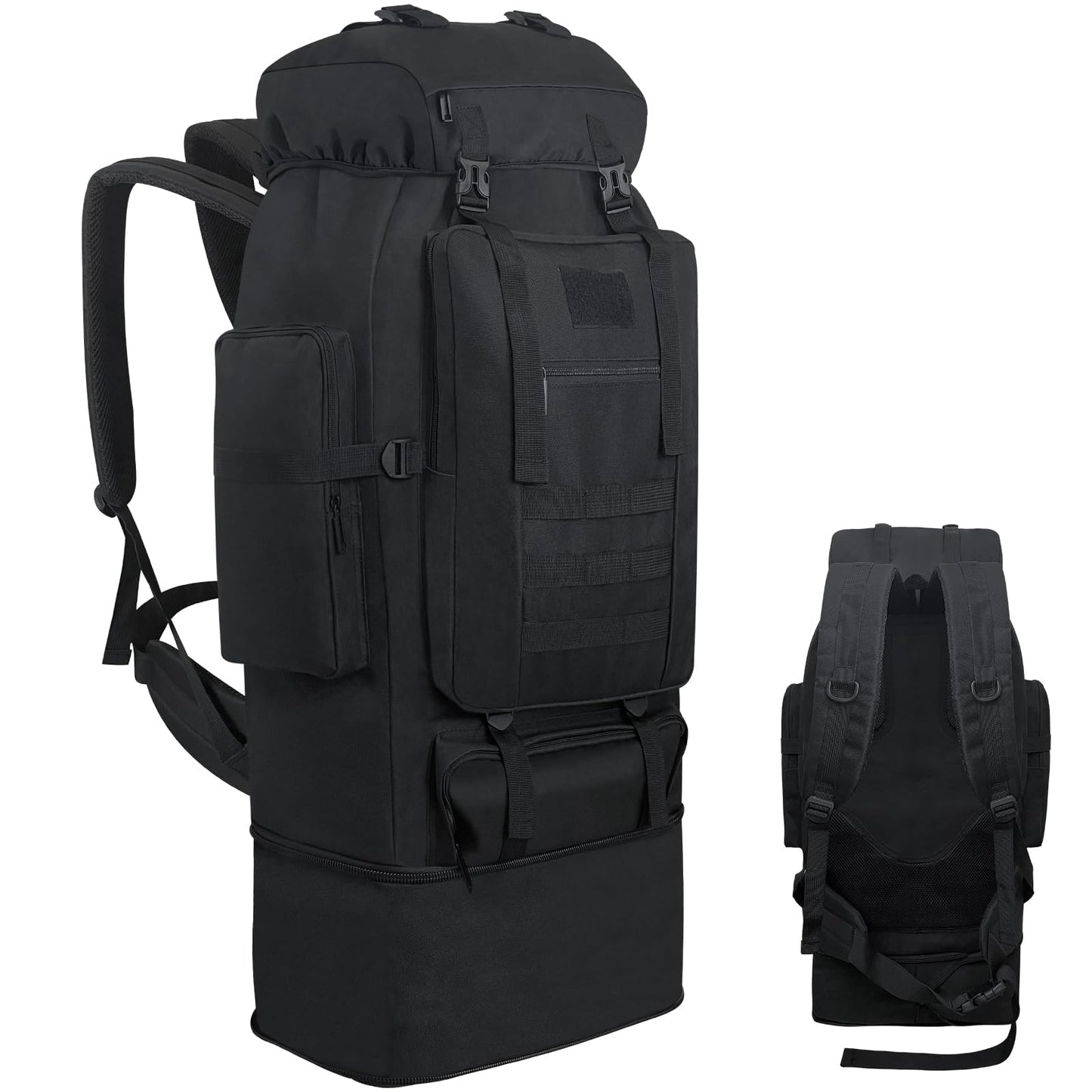Ogetok 100L Hiking Backpack Camping Rucksack, 100 liters Large Capacity Outdoor Knapsack Travel Climbing Mountaineering Carry On Backpack Bag, Trekking Backpacking for Men Women, Black