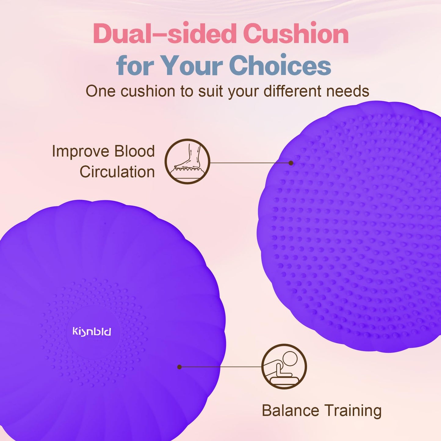 kisnbld Wobble Cushion, Extra Thick Wiggle Seat for Sensory Kids, Non-slip Balance Disc with Inflation Pump for Adults Core Strength, Posture Improvement & Physical Therapy (13.5in/34cm,1pc)