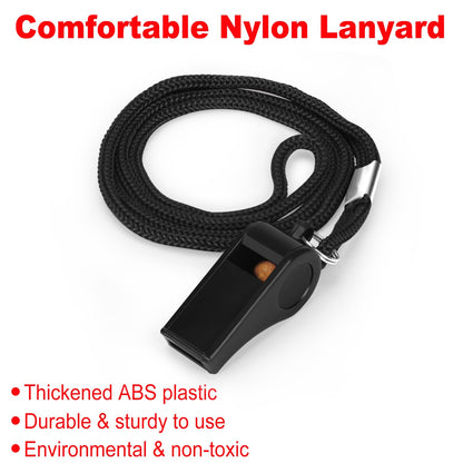 Whistle, Professional Sports Whistle with Lanyard, Loud Clear Black Whistles Great for Coaches, Referees, and Officials