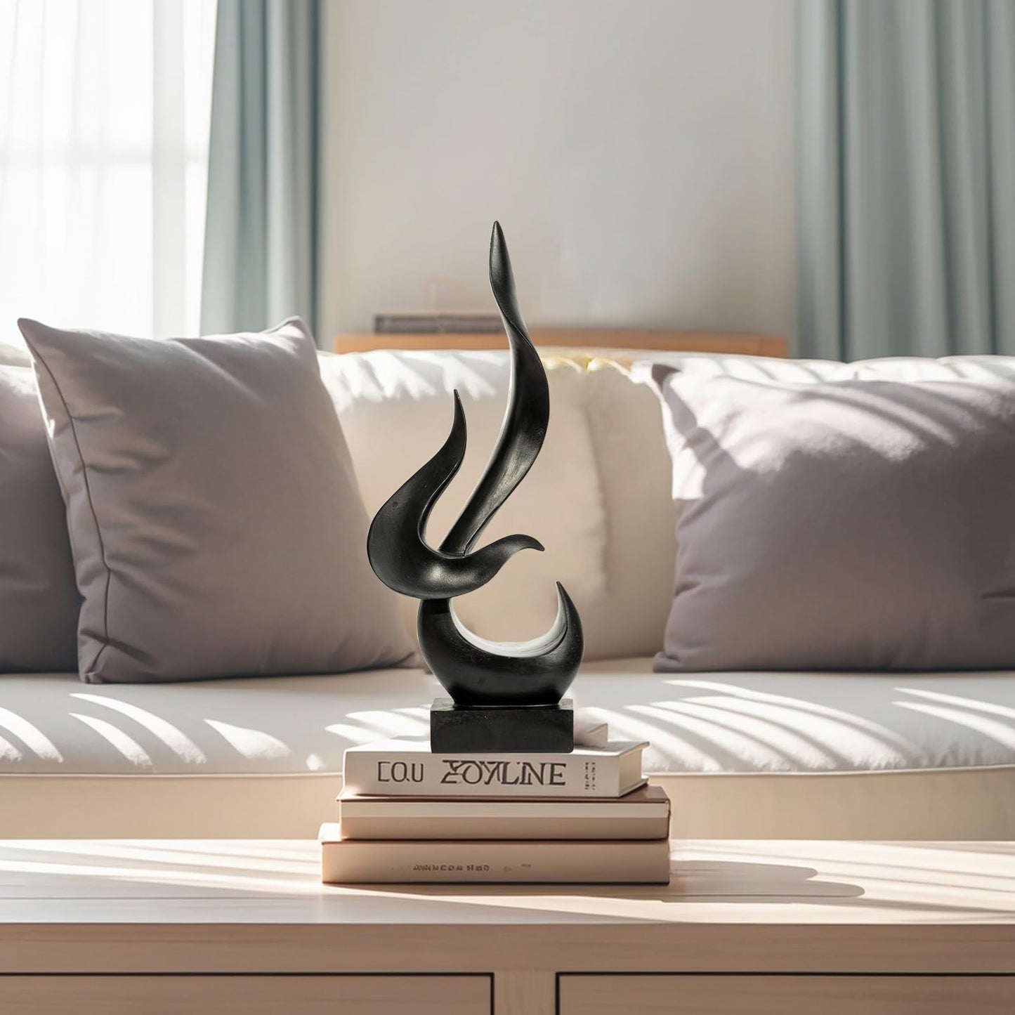 Paytonture Gold Fire Flame Sculpture, Modern Abstract Resin Statue, Art Statue Home Decor for Living Room TV Stand Coffee Table Shelf Accents Decor.（Small）