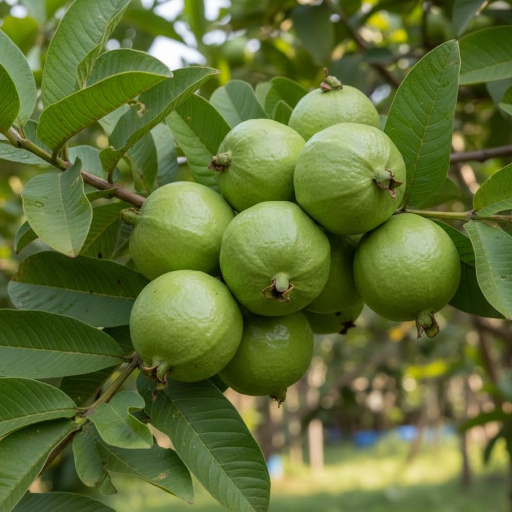 Red Guava Tree Live Plant, Edible Sweet Guava Fruit, 8 to 10 Inches Tall, Ideal for Backyard, Patio and Landscape