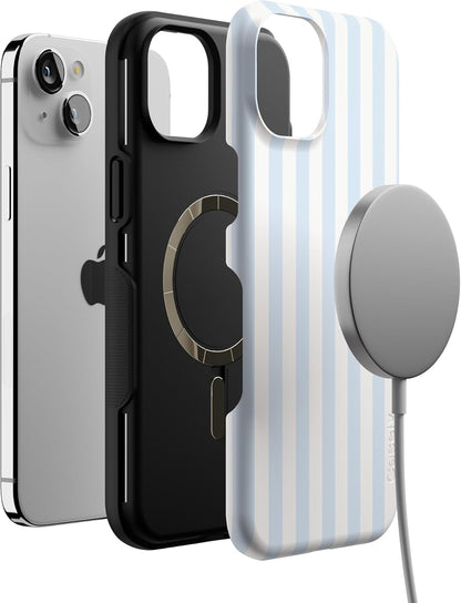 Casely iPhone 15 Case | Blue Stripes | Sunday Best | Compatible with MagSafe | Bold Protective Design