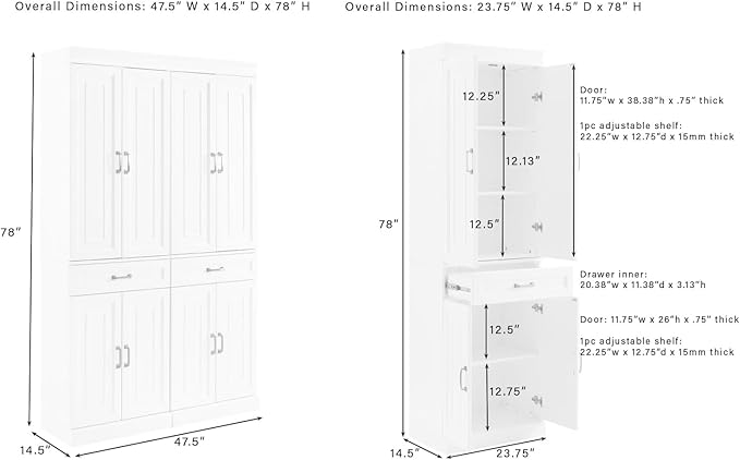 Crosley Furniture Stanton 2-Piece Pantry Storage Cabinet Set