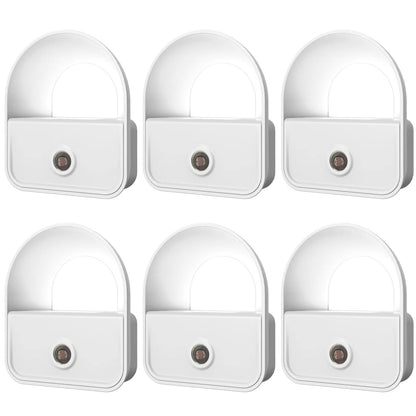 6 Pack Night Light Plug in, White LED Nightlights with Smart Dusk to Dawn Sensor, Plug into Wall Nightlights Suitable for Bedroom, Bathroom, Hallway, Kitchen, Stairs, Kids, Adults