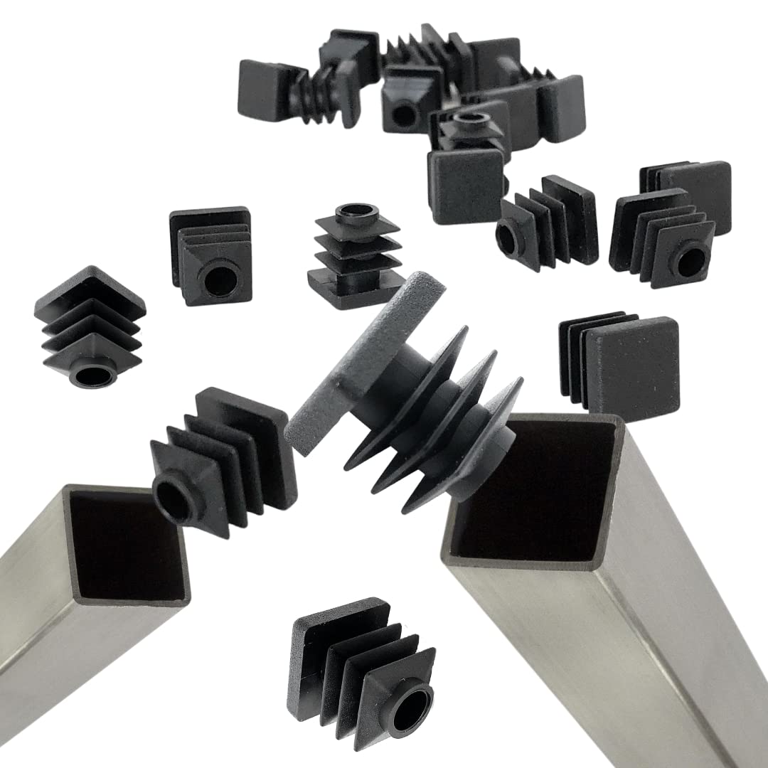 EZends Premium Grade 1/2 Inch Extra Durable Plastic End Plug, for Square Tubing 16-18 GA / 100 Pack / 1/2 Inch End Caps / Chair Glide Floor Protectors