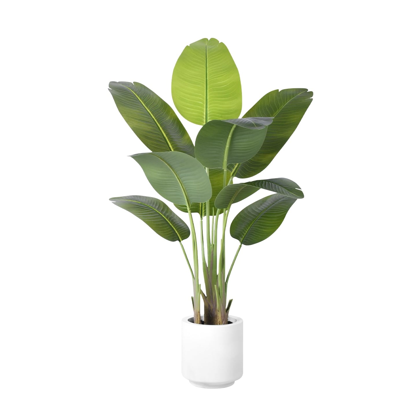 ZEEOZE Artificial Bird of Paradise Plant 4Ft Tall Fake Tropical Palm Tree Large Fake Plants with 9 Silk Banana Leaves Faux Plant Indoor Decor Trees with White Pot for Home Bedroom Living Room Office