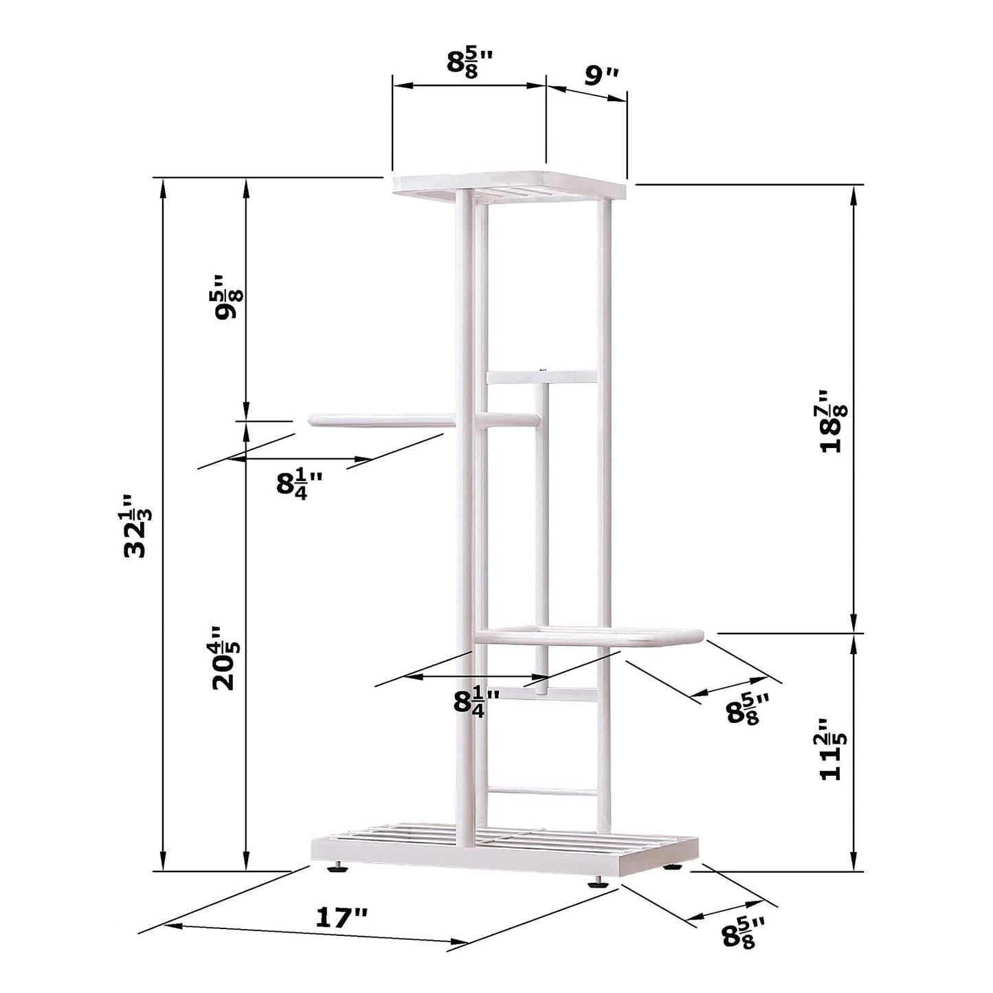 MTB Garden 4 Tier Metal Plant Stand for Indoor Outdoor Flower Pot Display Planter Shelf, White