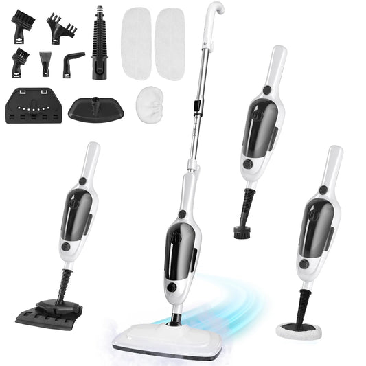 Steam Mop - 11-in-1 Steam Cleaner for Home with 15.2 OZ Water Tank & 23FT Power Cord, Detachable Steam Mops for Floor Cleaning MultiPurpose Steamer for Hardwood, Tile, Furniture with 11 Accessories