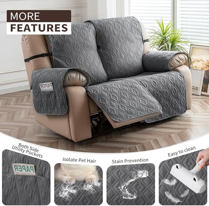 Genina Loveseat Recliner Cover Non-Slip, Sofa Cover
