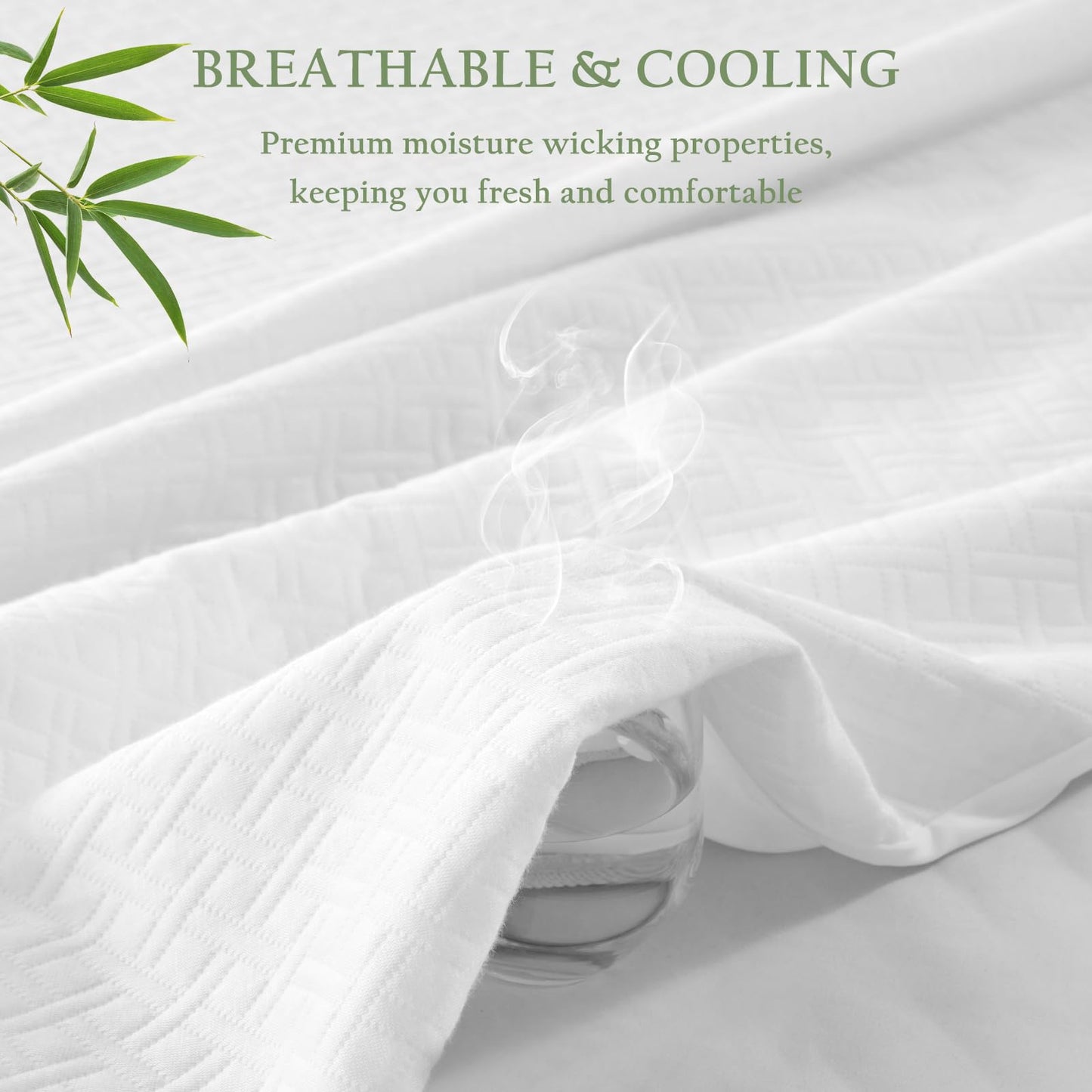 Queen Size Waterproof Mattress Protector, Cooling Viscose Derived from Bamboo Mattress Cover Stretchable Fitted 8"-21" Deep Pocket, Premium 3D Air Fabric Soft Breathable Noiseless Washable