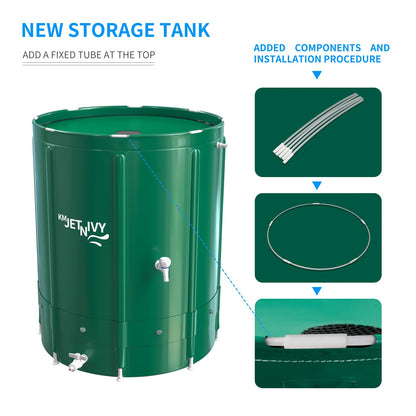 KMJETNIVY Rain Barrel Anti-Collapse Collapsible Rainwater Collection System,Portable Water Storage Tank,Garden Water Catcher(265G)