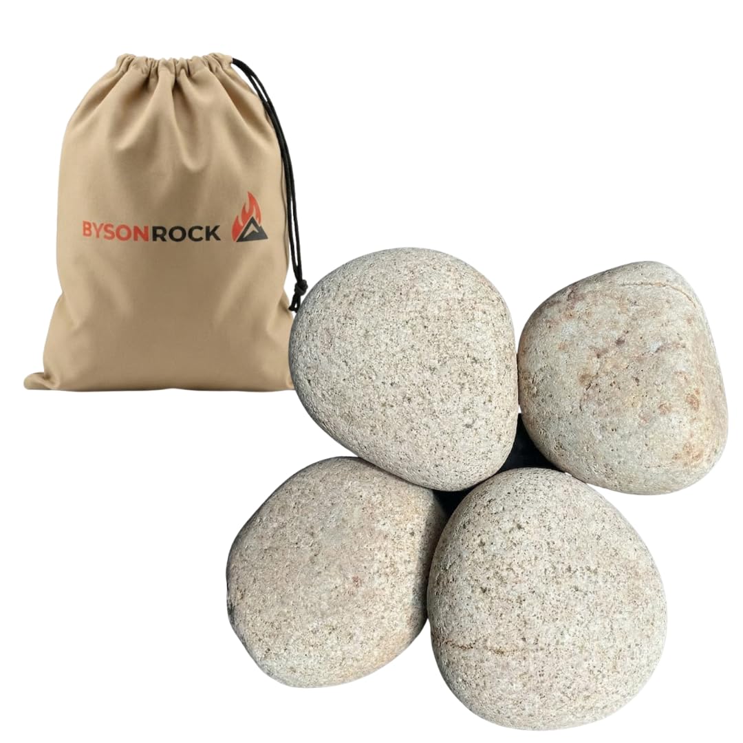 BYSONROCK Giant Natural Beige Beach Rocks, 4 Large Stones, Size 5-8 Inch, (10–14 lbs), Large Decorative Garden Rocks for Landscaping, Planters, Aquariums & Painting