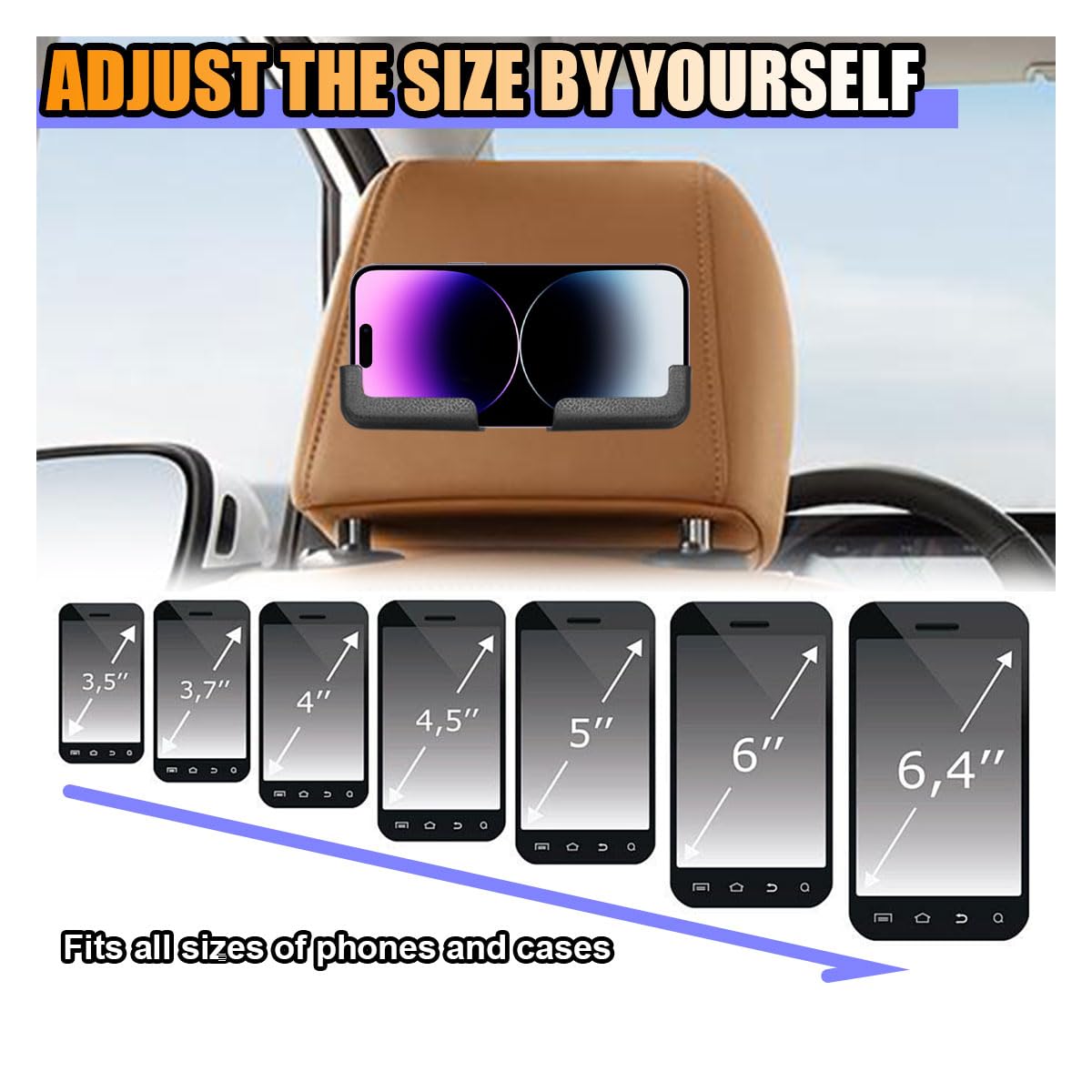 smilfuy 2PCS Multifunctional Mobile Phone Bracket - Wall Mount Phone Holder with Adhesive - Phone Stand Car Gravity Holder - Adjustable Width Auto Dashboard Cell Phone Mount Cradle (Black)