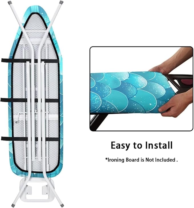 Mermaid Thick Padding Ironing Board Covers Durable Stain Resistant Hook and