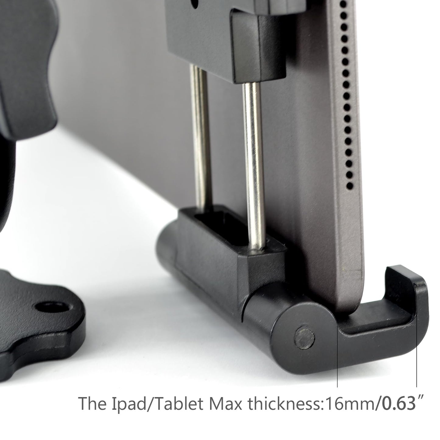 VAUBORTTI Aluminum Arm Heavy Duty Tablet Mount Drill Base - for 6.5"-12.9" Tablet iPad Pro/Mini, iPad Holder for Truck, Car,Dashboard,Desk,Wall-Swivel with 1 inch/25mm Ball Joint