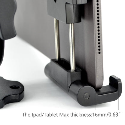 VAUBORTTI Aluminum Arm Heavy Duty Tablet Mount Drill Base - for 6.5"-12.9" Tablet iPad Pro/Mini, iPad Holder for Truck, Car,Dashboard,Desk,Wall-Swivel with 1 inch/25mm Ball Joint