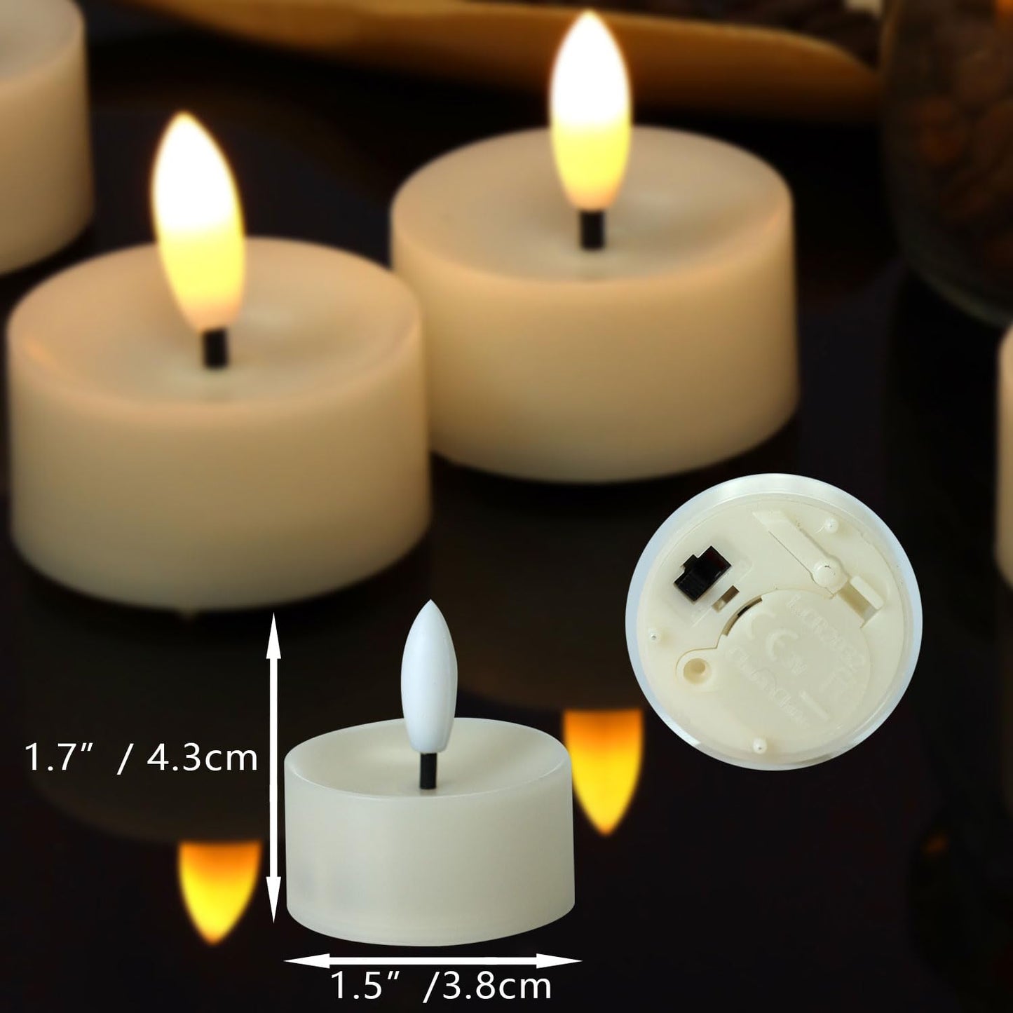 CANDLE CHOICE Battery Operated Flameless Tea Lights Realistic Black Wick Bright Flickering LED Tealight Candles for Wedding Table Centerpieces Halloween Christmas Decorations Batteries Incl. 36 Pack