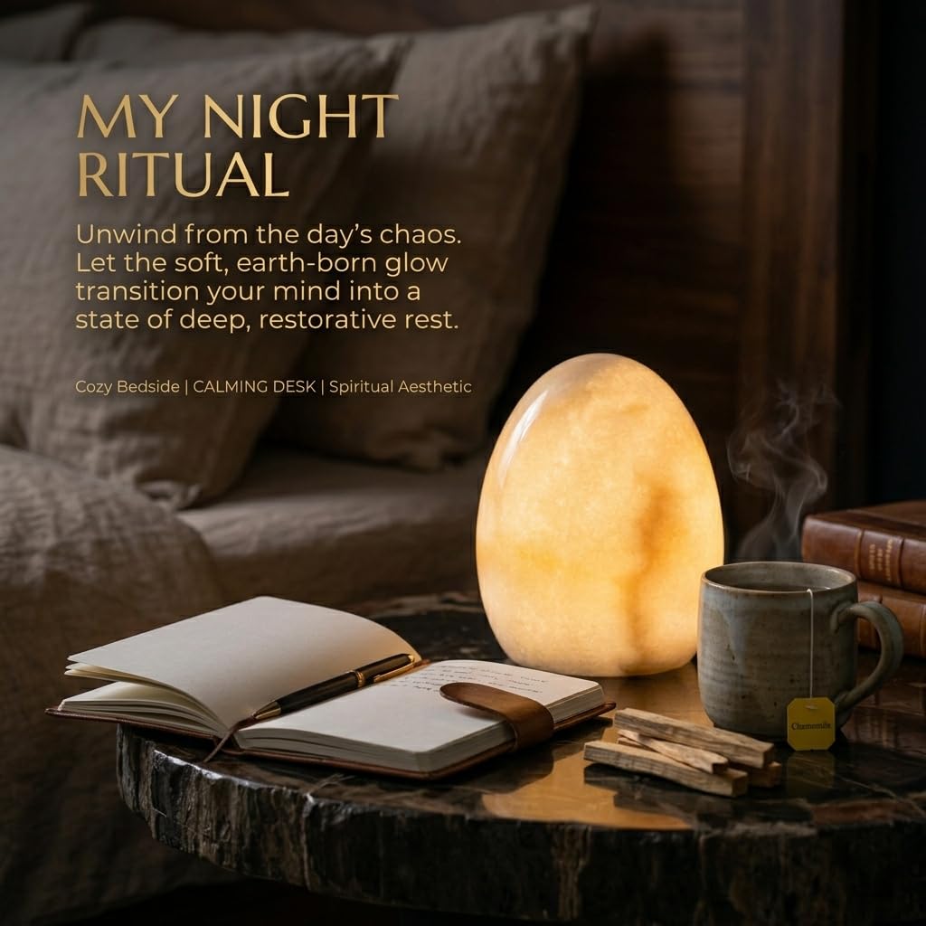 Lierlava 100% Natural Quartz Stone Tap Lamp, 2.4lbs Heavy Cordless Table Lamp, 8mm Translucent Zen Ambient Night Light, 3-Way Dimmable Tap-Activated Battery Operated Nightstand Decor, White