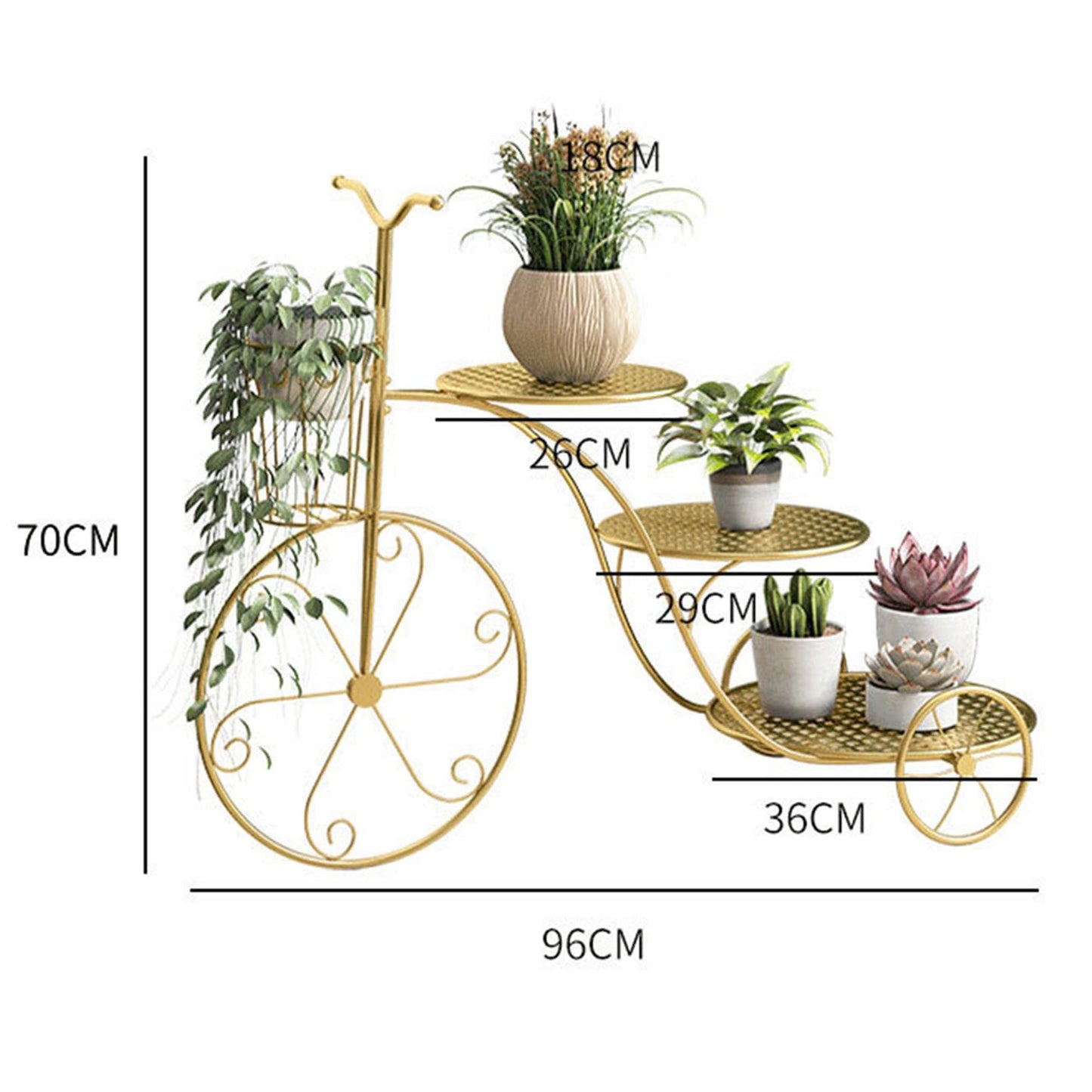 Creative Plant Stand 4 Tier Indoor Metal Flower Shelf for Multiple Plants Corner Tall Flower Holders for Patio Garden Living Room Balcony Bedroom, With 3 Round Pallets