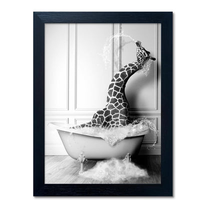 Bathroom Picture Wall Decor, Framed Black and White Bathroom Wall Art, Toilet Paper in Little Funny Raccoon's Hand Animal Canvas Print Painting