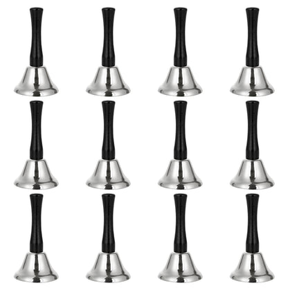 CYEAH 12 Pack Hand Bell, Silver Steel Service Bell Call Bell Dinner Bell for Wedding, Service, Game, Alarm, Jingles (Silver)
