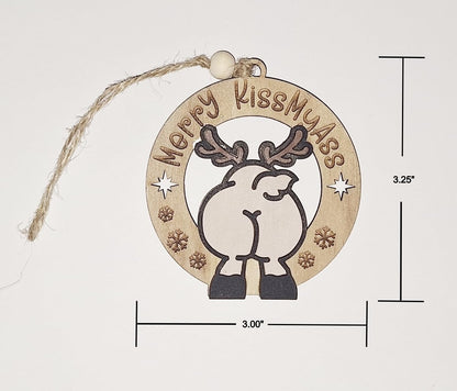 Introducing Reindeer Butts Our Handmade Multi Layered Christmas Ornament, The Perfect Festive Decor Proudly Made in The USA for Anyone Looking to add a Touch of Whimsy to Their Holiday Celebrations